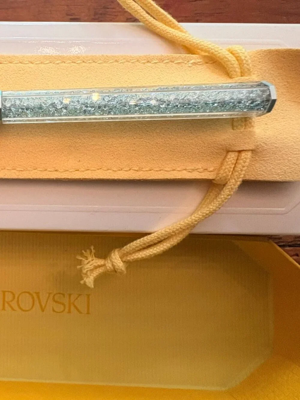SWAROVSKI CRYSTAL CRYSTALLINE BLUE BP PEN NWT IN ORIGINAL BOX, SUEDE POUCH - Picture 2 of 6